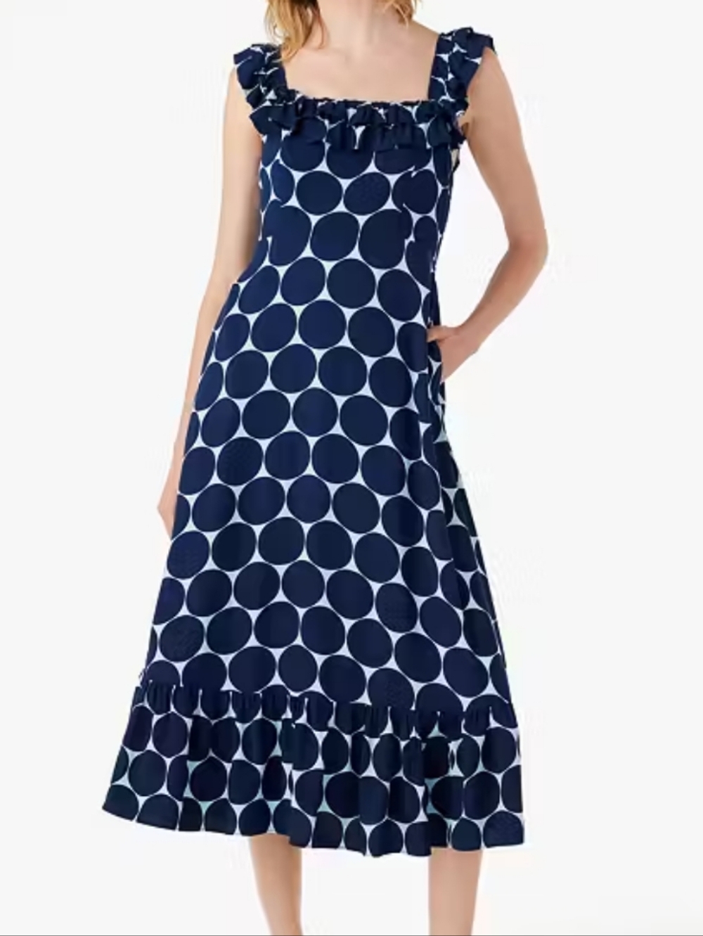 Kate Spade Joy Dot Ruffle Midi Dress